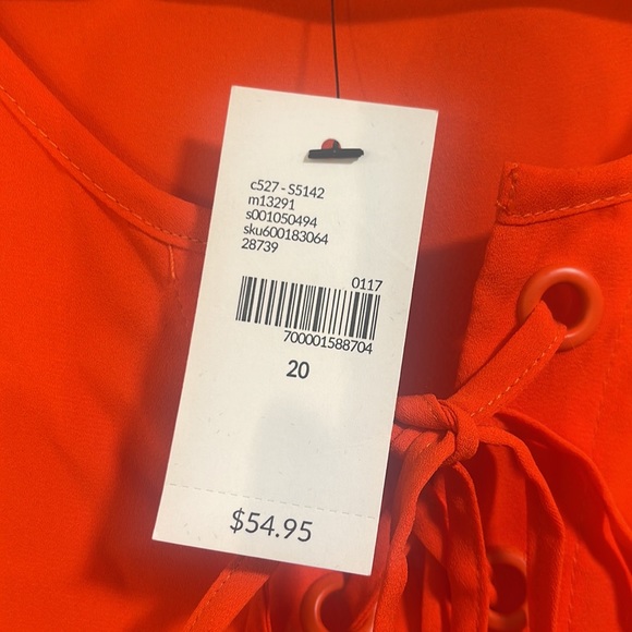 Lane Bryant Bright Orange Sleeveless Camisole Top with Lace-up Neckline - Picture 4 of 11